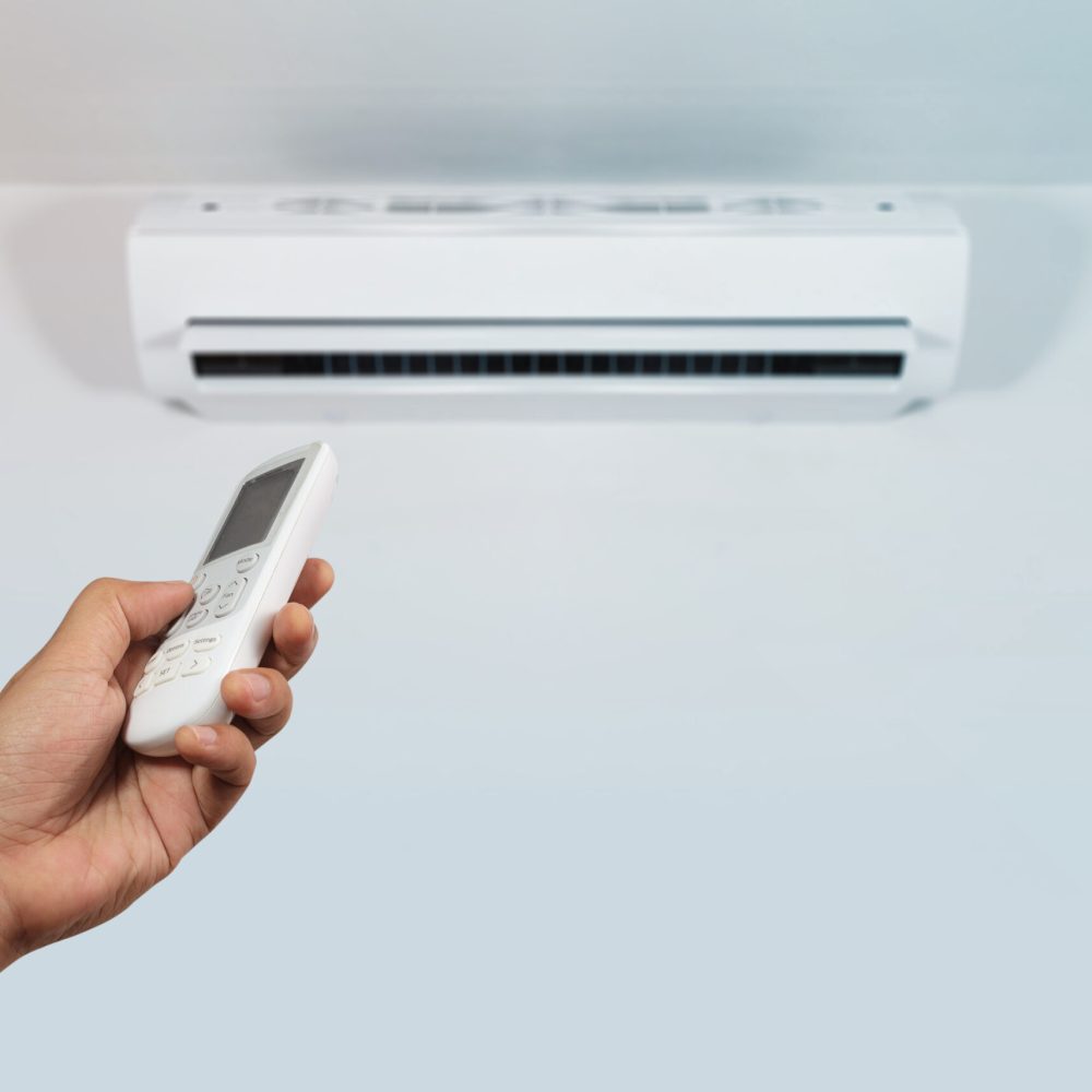 Air conditioner on wall background